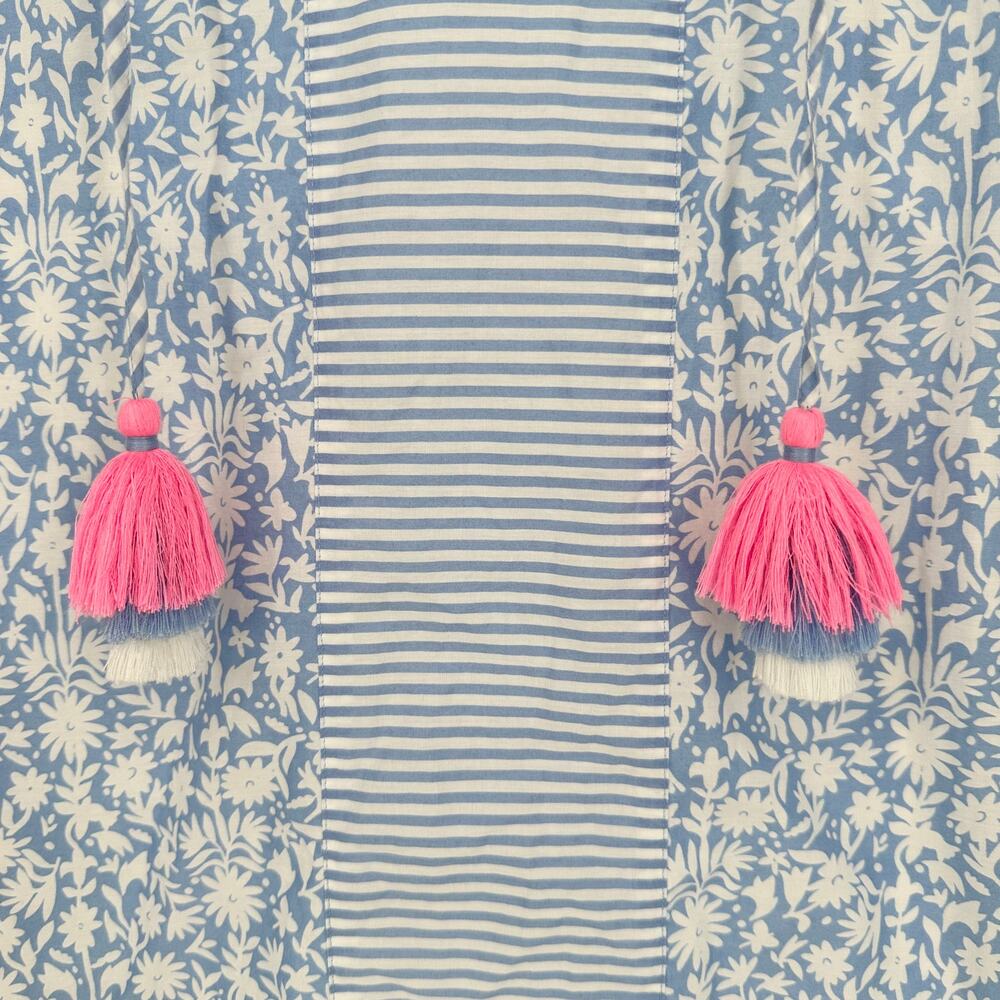 Vineyard Vines Otomi Border Tunic Dress Floral Striped V-Neck Sleeveless Mini - Picture 9 of 15